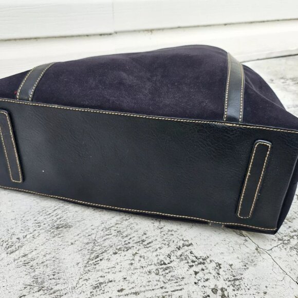 Liz Claiborne Women Handbag Black Faux Suede/Leather Shoulder Bag Multi Compartm - Picture 11 of 12